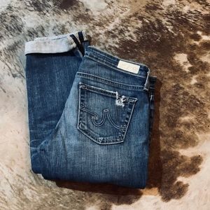 AG Jeans Distressed Cigarette Roll Up